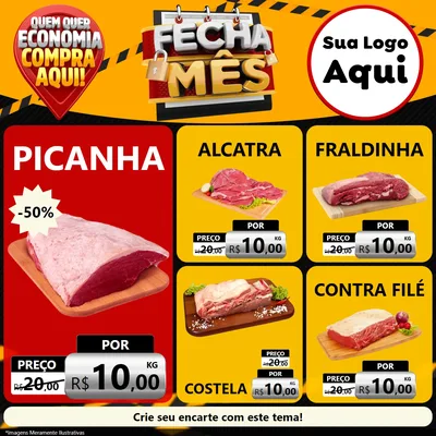 Modelo de Rede Social para Feed Facebook com o tema Fecha Mês para Açougue