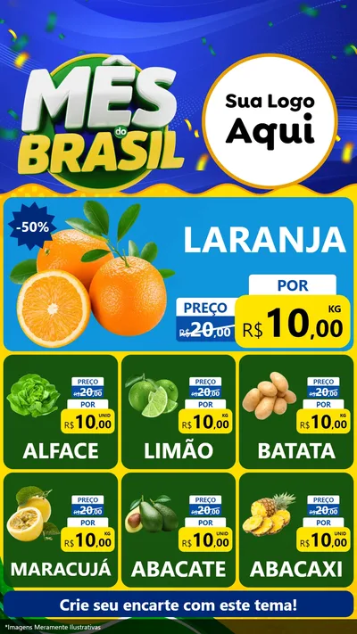 Modelo de Rede Social para Stories com o tema Mês do Brasil para Hortifrúti