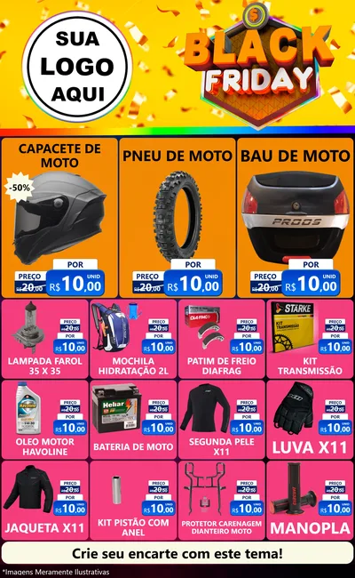 Modelo de Encarte para Encarte Grande com o tema Black Friday para Moto peças