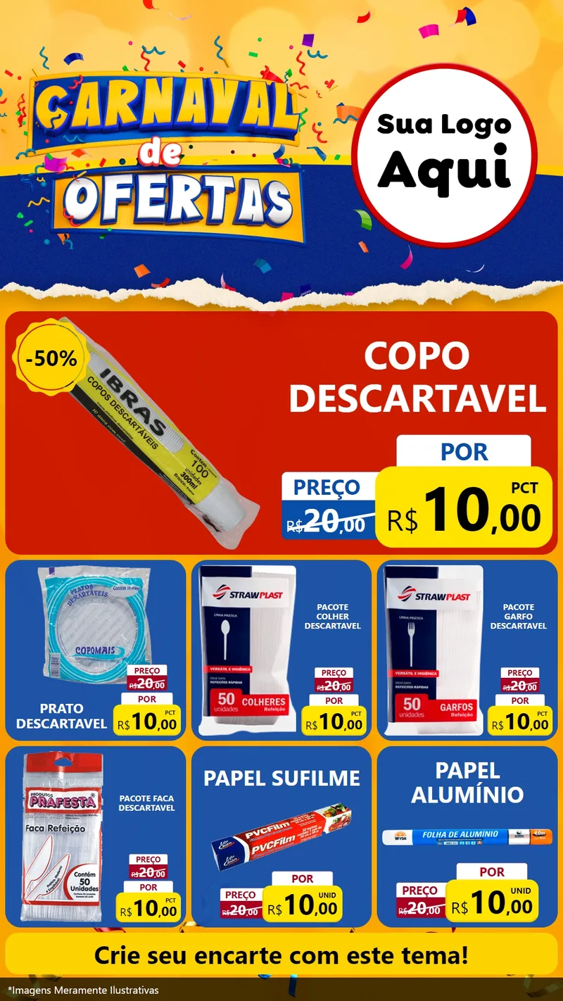 Modelo de Rede Social para Stories com o tema Carnaval de Ofertas para Embalagens