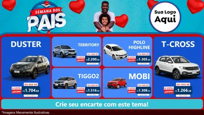 Modelo de TV para TV Horizontal com o tema Semana Dos Pais para Concessionaria de Carros