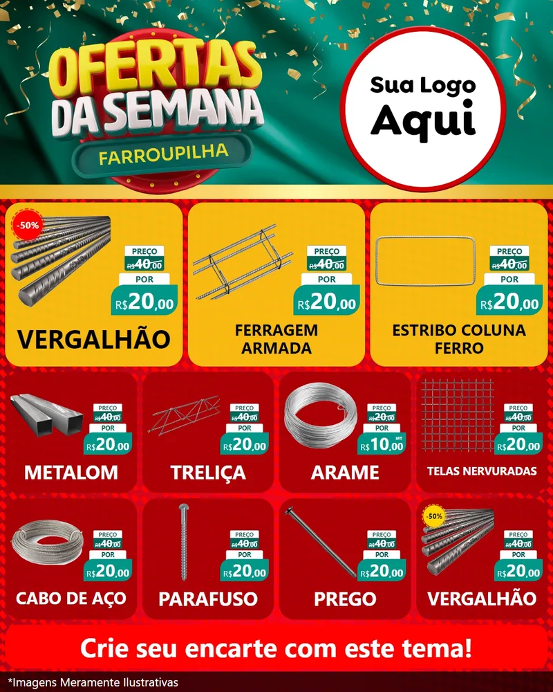 Modelo de Rede Social para Feed Instagram com o tema Ofertas da Semana Farroupilha para Ferragens
