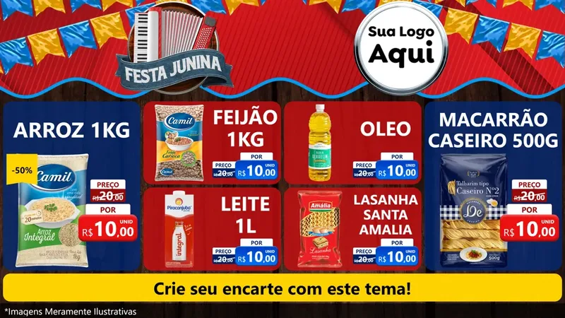Modelo de TV para TV Horizontal com o tema Festa Junina para Supermercado