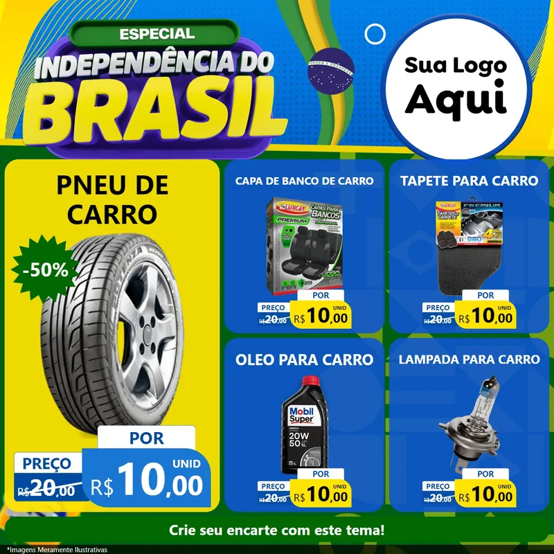 Modelo de Rede Social para Feed Facebook com o tema Especial Independência do Brasil para Auto peças