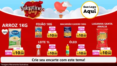 Modelo de TV para TV Horizontal com o tema Valentine's Day para Supermercado