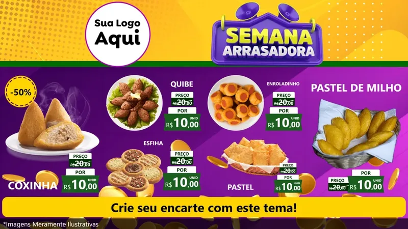 Modelo de TV para TV Horizontal com o tema Semana Arrasadora para Salgadaria