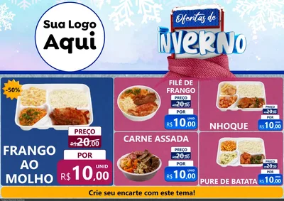 Modelo de Encarte para Encarte A4 Horizontal com o tema Ofertas de Inverno para Restaurante