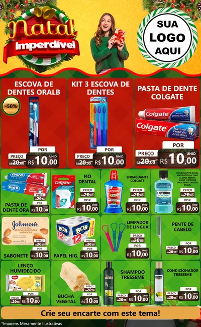 Modelo de Encarte para Encarte Grande com o tema Natal Imperdível para Higiene Pessoal