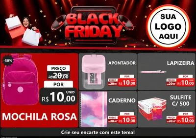 Modelo de Encarte para Encarte A4 Horizontal com o tema Black Friday para Papelaria