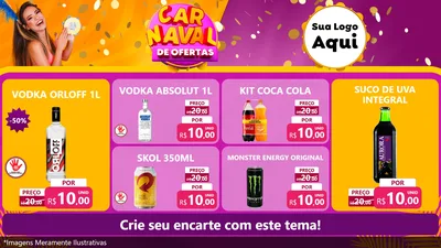 Modelo de TV para TV Horizontal com o tema Carnaval de Ofertas para Distribuidora de bebidas