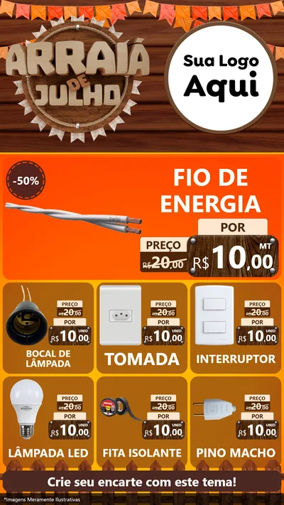 Modelo de Rede Social para Stories com o tema Arraiá de Julho - Junina para Materiais Elétricos