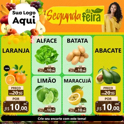 Modelo de Rede Social para Feed Facebook com o tema Segunda da Feira para Hortifrúti