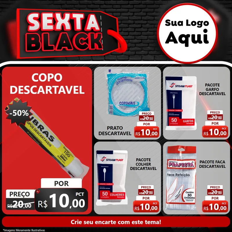 Modelo de Rede Social para Feed Facebook com o tema Sexta Black para Embalagens