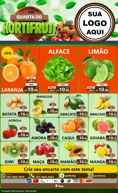 Modelo de Encarte para Encarte Grande com o tema Quarta do Hortifruti para Hortifrúti
