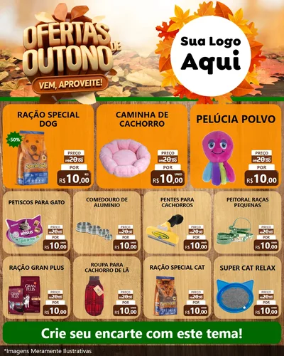 Modelo de Rede Social para Feed Instagram com o tema Ofertas de Outono - Vem, Aproveite! para Pet Shop
