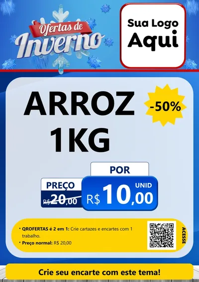 Modelo de Cartaz para Cartaz A4 Vertical com o tema Ofertas de Inverno para Supermercado