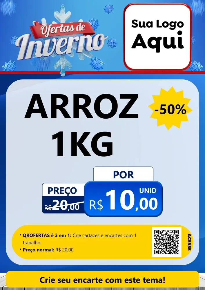 Modelo de Cartaz para Cartaz A4 Vertical com o tema Ofertas de Inverno para Supermercado