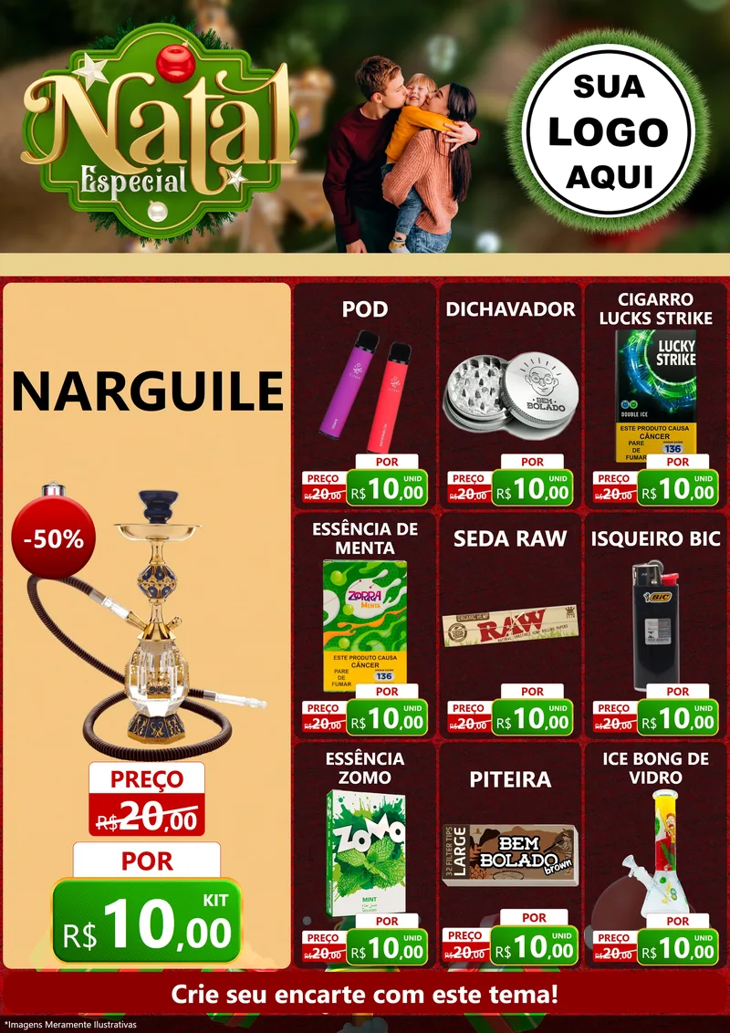 Modelo de Encarte para Encarte A4 Vertical com o tema Natal Especial para Tabacaria