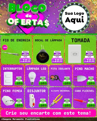 Modelo de Rede Social para Feed Instagram com o tema Bloco de Ofertas para Materiais Elétricos