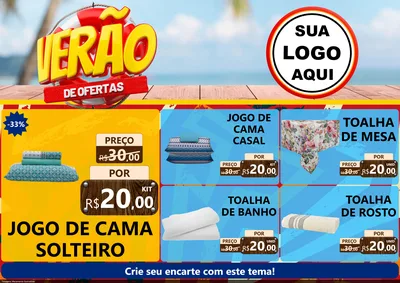 Modelo de Encarte para Encarte A4 Horizontal com o tema Verão de Ofertas para Cama, Mesa e Banho
