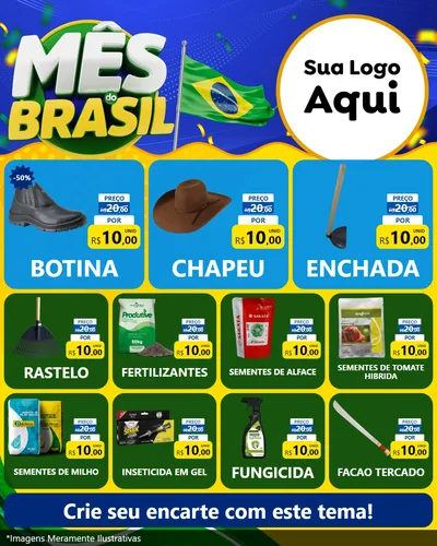 Modelo de Rede Social para Feed Instagram com o tema Mês do Brasil para Agropecuária