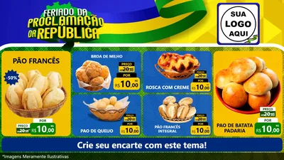 Modelo de TV para TV Horizontal com o tema Feriado da Proclamação da República para Padaria