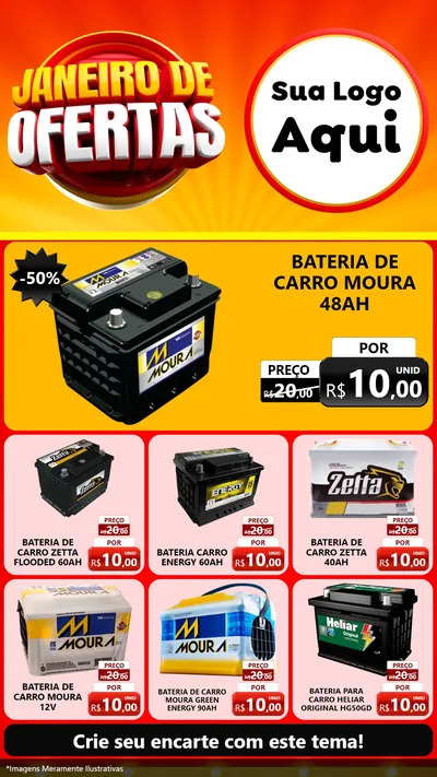 Modelo de Rede Social para Stories com o tema Janeiro de Ofertas para Baterias Elétricas