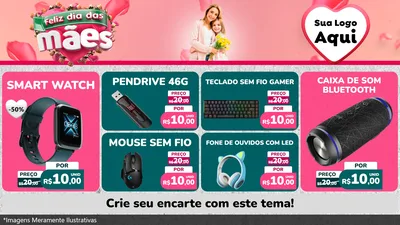 Modelo de TV para TV Horizontal com o tema Feliz Dia das Mães para Informática
