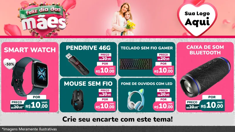 Modelo de TV para TV Horizontal com o tema Feliz Dia das Mães para Informática