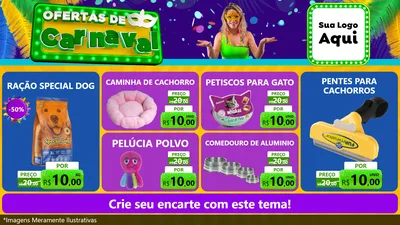 Modelo de TV para TV Horizontal com o tema Ofertas de Carnaval para Pet Shop