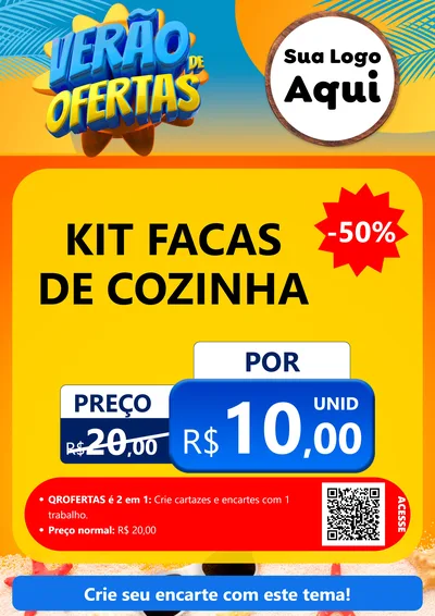 Modelo de Cartaz para Cartaz A4 Vertical com o tema Verão de Ofertas para Utilidades Domésticas