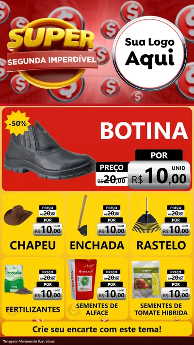 Modelo de Rede Social para Stories com o tema Super Segunda Imperdível para Agropecuária