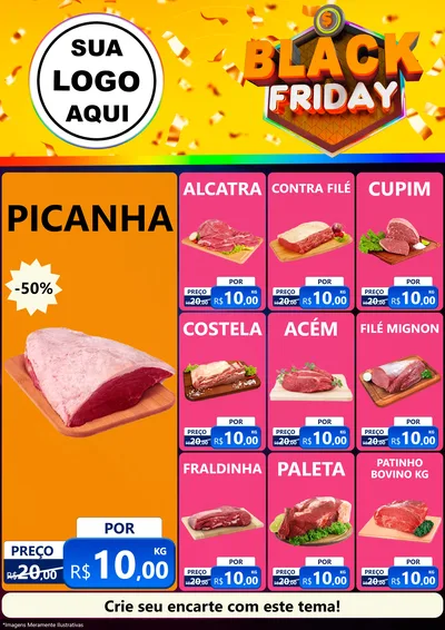 Modelo de Encarte para Encarte A4 Vertical com o tema Black Friday para Açougue