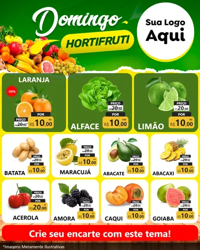 Modelo de Rede Social para Feed Instagram com o tema Domingo hortifruti para Hortifrúti