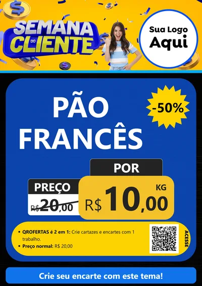 Modelo de Cartaz para Cartaz A4 Vertical com o tema Semana do Cliente para Padaria