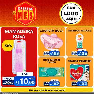 Modelo de Rede Social para Feed Facebook com o tema Ofertas do Mês para Bebês