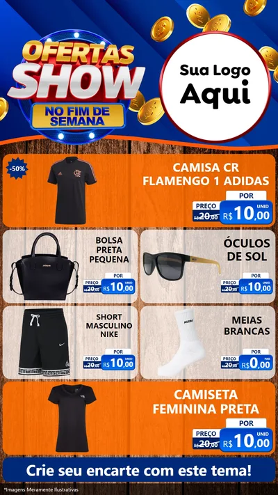 Modelo de TV para TV Vertical com o tema Ofertas Show No Fim De Semana para Roupas e acessórios