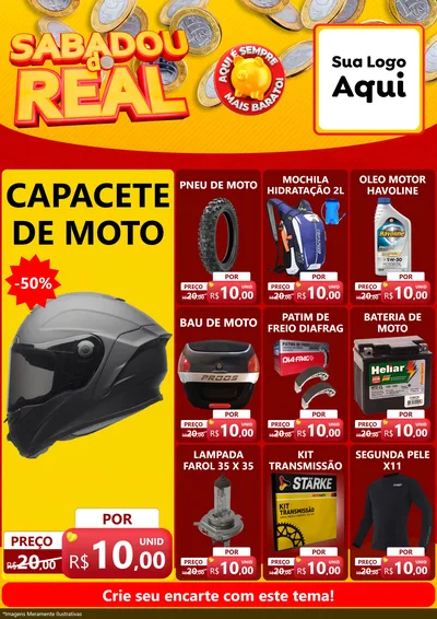 Modelo de Encarte para Encarte A4 Vertical com o tema Sabadou do Real para Moto peças