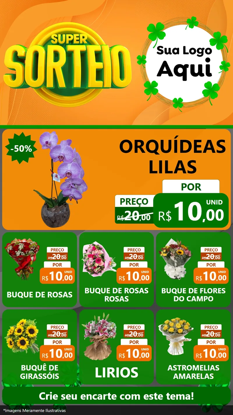Modelo de Rede Social para Stories com o tema Super Sorteio para Floricultura e jardim