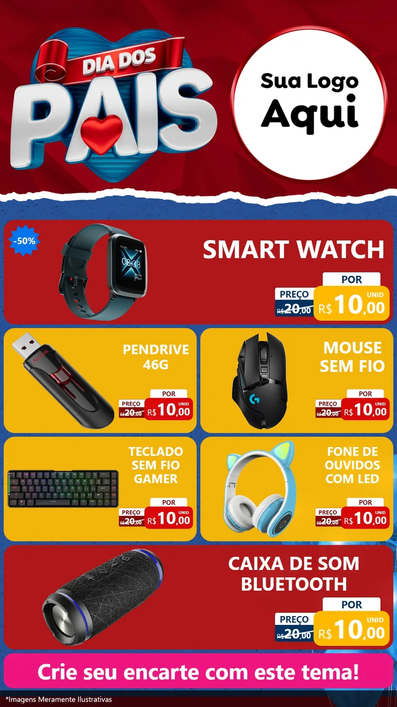 Modelo de TV para TV Vertical com o tema Dia dos Pais para Informática