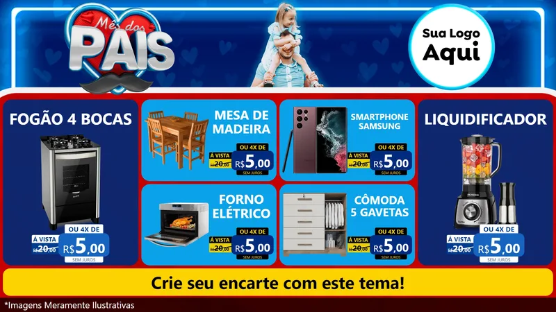Modelo de TV para TV Horizontal com o tema Mês Dos Pais para Móveis e Eletro