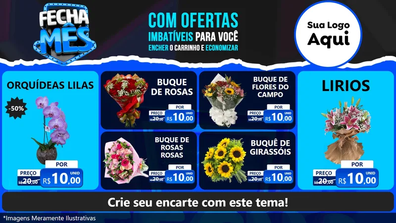 Modelo de TV para TV Horizontal com o tema Fecha Mês para Floricultura e jardim