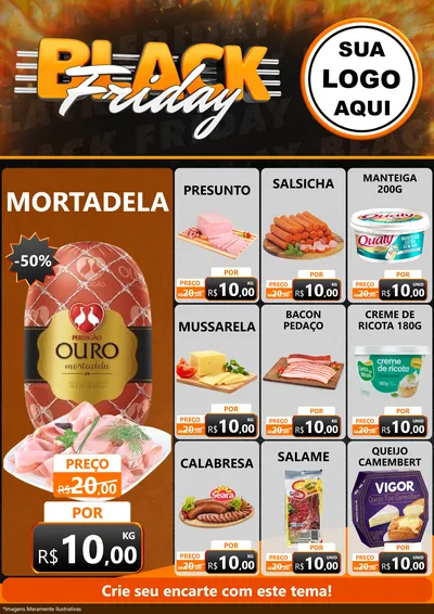 Modelo de Encarte para Encarte A4 Vertical com o tema Black Friday para Frios e Laticínios