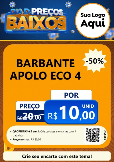 Modelo de Cartaz para Cartaz A4 Vertical com o tema Dia D Preço Baixo para Armarinho e Aviamentos