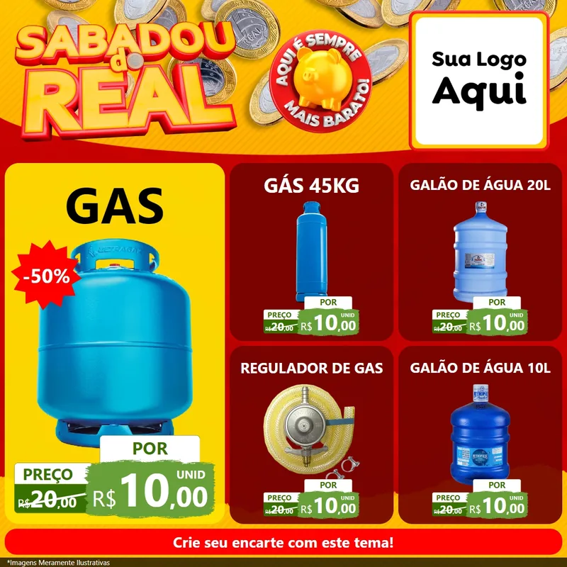 Modelo de Rede Social para Feed Facebook com o tema Sabadou do Real para Água e gás