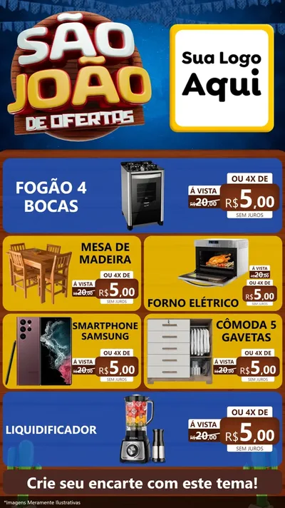 Modelo de TV para TV Vertical com o tema São João Ofertas Imbatíveis! - Junina para Móveis e Eletro