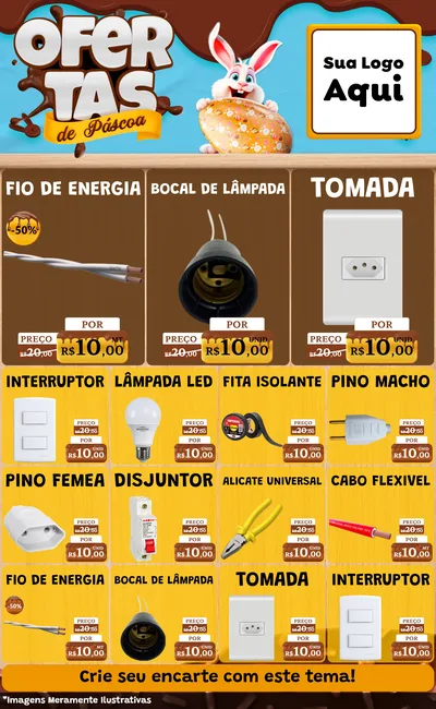 Modelo de Encarte para Encarte Grande com o tema Ofertas de Páscoa para Materiais Elétricos