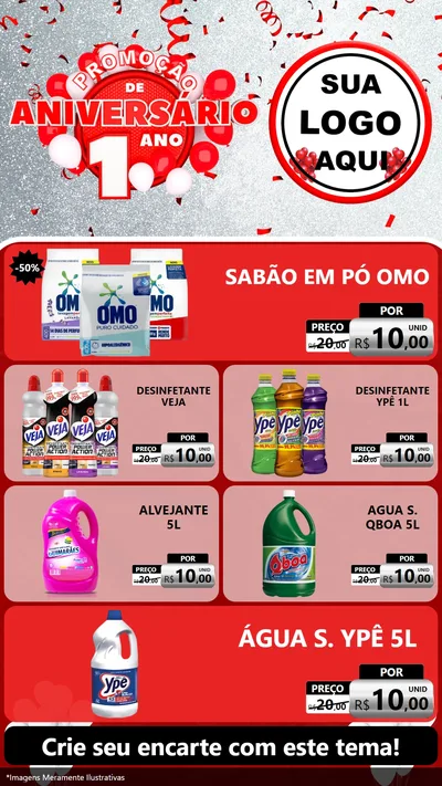 Modelo de TV para TV Vertical com o tema Promoção de Aniversário - 1 Ano para Produtos de Limpeza