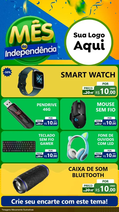 Modelo de TV para TV Vertical com o tema Mês da Independência para Informática