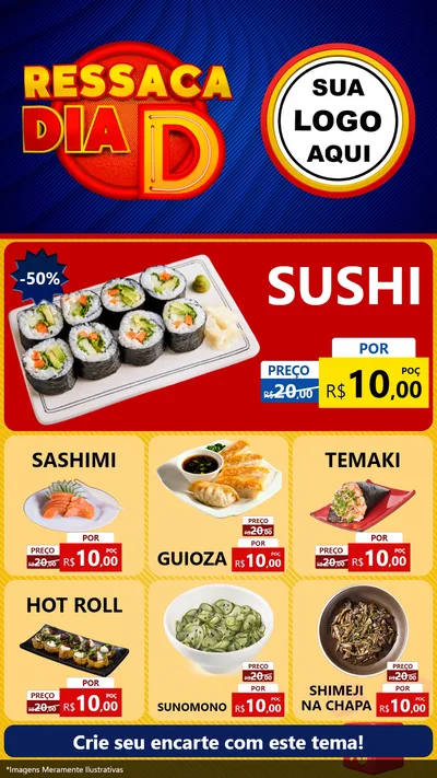 Modelo de Rede Social para Stories com o tema Ressaca Dia D para Comida japonesa